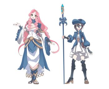 2girls breasts green_eyes hanazono_hahari haraga_kurumi hat joriale kimi_no_koto_ga_dai_dai_dai_dai_daisuki_na_100-nin_no_kanojo large_breasts long_hair multiple_girls pink_hair purple_hair short_hair