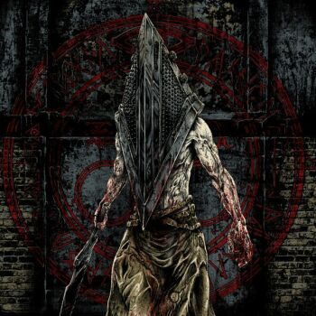 1boy artist_request blood great_knife hat helmet male_focus monster muscular pyramid_head silent_hill silent_hill_(movie) silent_hill_(series) solo source_request sword topless_male weapon
