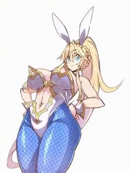 1girl animal_ears animated animated_gif arms_up artoria_pendragon_(fate) artoria_pendragon_(lancer)_(fate) artoria_pendragon_(swimsuit_ruler)_(fate) ass blonde_hair blue_necktie blue_pantyhose blush bouncing_breasts braid breasts cleavage clothing_cutout dancing detached_collar fake_animal_ears fate/grand_order fate_(series) feather_boa fishnet_pantyhose fishnets gluteal_fold gold_trim hair_between_eyes heart high_heels highleg highleg_leotard huge_ass huge_breasts large_breasts leg_up leotard long_hair looking_down navel navel_cutout necktie open_mouth pantyhose playboy_bunny ponytail rabbit_ears rabbit_tail s_doubt90 sidelocks solo split standing standing_on_one_leg standing_split thick_thighs thighs white_leotard wide_hips wrist_cuffs yellow_eyes