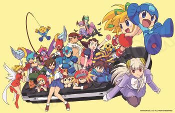 6+boys 6+girls anakaris angel_wings animal_print artist_request bat_print blonde_hair blue_sailor_collar blue_skin breasts breath_of_fire breath_of_fire_iii b.b._hood newsboy_cap capcom capcom_fighting_jam cleavage colored_skin commentary_request company_connection crossover data_(mega_man) everyone hairpods handheld_game_console hat ingrid_(capcom) kasugano_sakura large_breasts hsien-ko lilith_(darkstalkers) mega_man_(character) mega_man_(classic) mega_man_(series) mega_man_legends_(series) mega_man_volnutt mega_man_x_(series) morrigan_aensland multiple_boys multiple_girls nina_(breath_of_fire_iii) official_art pantyhose playstation_portable print_pantyhose roll_(mega_man) roll_caskett_(mega_man) ryu_(breath_of_fire_iii) ryu_(street_fighter) sailor_collar servbot_(mega_man) short_hair street_fighter street_fighter_zero_(series) tron_bonne_(mega_man) darkstalkers watermark white_wings wings yellow_background zero_(mega_man)