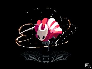 Rule 34 | 1girl, animated, black background, cloak, hollow knight, hollow knight: silksong, hornet (hollow knight), looping animation, needle (hollow knight), pixel art, red cloak, shirosu, solo, tagme, video