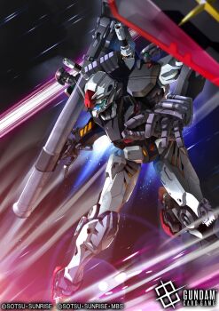 assault_visor bazooka_(gundam) blue_visor copyright_logo copyright_name copyright_notice gundam gundam_card_game gundam_gquuuuuux holding holding_weapon humanoid_robot logo mecha mobile_suit no_humans official_art robot rx-78-01_gundam sakusakusakurai science_fiction shield solo space v-fin weapon weapon_on_back
