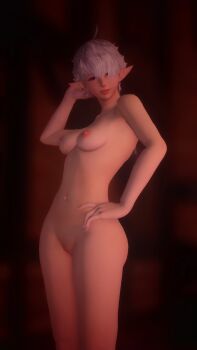 1girl 3d alisaie_leveilleur blue_eyes final_fantasy final_fantasy_xiv highres solo white_hair