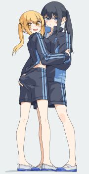 2girls absurdres ass black_hair blonde_hair grabbing_another's_ass groping highres kopaka_(karda_nui) multiple_girls tagme yuri