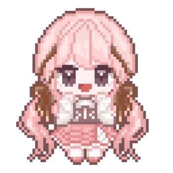 Rule 34 | 1210 neno, 1girl, absurdly long hair, bare shoulders, belt, black belt, bow, brown bow, brown eyes, brown ribbon, center frills, chibi, commentary request, frilled shirt, frilled skirt, frills, hair bow, hair ribbon, hands on own cheeks, hands on own face, happy, highres, infinity nikki, kneehighs, layered skirt, long hair, looking at viewer, low twintails, medium skirt, nikki (nikki), nikki (series), off-shoulder shirt, off shoulder, open mouth, perfect start (infinity nikki), pink hair, pink shoes, pink skirt, pixel art, pleated skirt, ribbon, shirt, shoes, simple background, skirt, smile, socks, solo, standing, tress ribbon, twintails, very long hair, wavy hair, white background, white shirt, white skirt, white socks