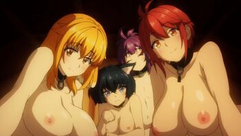 1boy 5girls animal_ears animated animated_gif anime_screenshot black_hair blonde_hair blush breast_press breasts cat_ears cat_girl collar completely_nude dog_ears dog_girl dragon_girl dwarf elf female_focus flat_chest hanging_breasts harem huge_breasts isekai_meikyuu_de_harem_wo kaga_michio large_breasts long_hair looking_at_viewer lowres medium_breasts miria_(isekai_meikyuu_de_harem_wo) multiple_girls navel nipples nude orange_hair pointy_ears pov purple_hair red_hair roxanne_(isekai_meikyuu_de_harem_wo) rutina_(isekai_meikyuu_de_harem_wo) sagging_breasts sherry_(isekai_meikyuu_de_harem_wo) slave small_breasts vesta_(isekai_meikyuu_de_harem_wo)