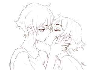 2girls ass breasts highres huge_ass kiss large_breasts multiple_females multiple_girls non-web_source original shirt sweatdrop tagme thick_thighs thighs tight_clothes tight_shirt tsuicaa wide_hips yuri