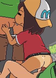 10s 1girl 2boys akai_(ugokashitari) animated ass blush blush_stickers bottomless censored closed_eyes clothed_sex clothes_pull cum cum_in_mouth cum_in_pussy fellatio group_sex hat heart heart_censor hetero kodomo_doushi loli lying multiple_boys no_panties on_back oral pants pants_pull penis pixel_art profile reverse_cowgirl_position saliva sex short_hair shota standing straddling swallowing tan tanline threesome vaginal video yamaguchi_mika youkai_watch