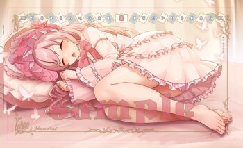 1ch1ka81 1girl blush digimon digimon_story:_time_stranger drooling feet hat homeros_(digimon) loli pink_hair sleeping