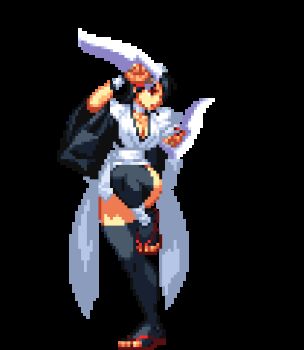 animated animated_gif breasts butterfly_swords cleavage dual_wielding fighting fingerless_gloves gloves hip_focus holding iroha_(samurai_spirits) japanese_clothes large_breasts lowres maid maid_headdress punching samurai_spirits sandals short_hair thick_thighs thighhighs thighs weapon wide_sleeves zouri