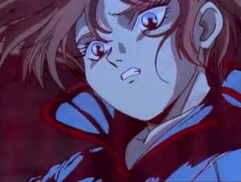 Rule 34 | 1990s (style), 1993, animated, animated gif, anime screenshot, blue eyes, breasts, brown hair, long hair, lowres, medium breasts, nipples, retro artstyle, school uniform, tagme, torn clothes, urotsukidouji, yufura (urotsukidouji)