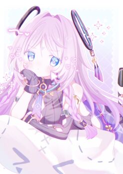 Rule 34 | 1girl, absurdres, asymmetrical gloves, bare shoulders, black gloves, black leotard, blue eyes, blush, braid, breasts, citlali (genshin impact), citlalin (genshin impact), commentary, fingerless gloves, floating headgear, genshin impact, gloves, hashtag-only commentary, head rest, headgear, highres, leotard, long hair, looking at viewer, lying, ne ru ri, on stomach, pink hair, pink pupils, solo, twin braids, uneven gloves, very long hair