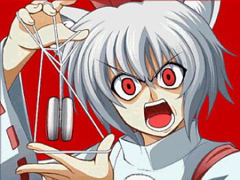 1girl animal_ears animated animated_gif female_focus game_cg hat inubashiri_momiji lowres meme qvga red_eyes short_hair shouting solo string tokin_hat touhou touhou_soccer_2 white_hair wolf_ears yo-yo