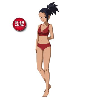 Rule 34 | 1girl, barefoot, black eyes, black hair, breasts, dragon ball, feet, kale (dragon ball), leozurcxxx, short hair, solo, swimsuit, toes, transparent background