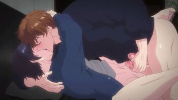 Rule 34 | 2boys, animated, anime screenshot, blush, french kiss, handjob, kiss, male focus, multiple boys, mutual masturbation, penis, precum, tagme, testicles, uncensored, yaoi, yatara yarashii fukami-kun