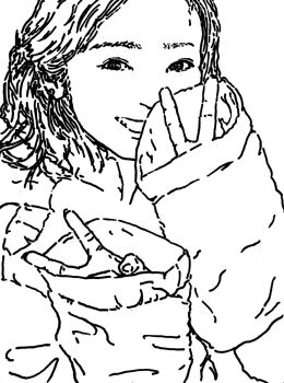 Rule 34 | 1girl, bad id, bad pixiv id, dechi99991, double v, greyscale, highres, long sleeves, looking at viewer, medium hair, monochrome, original, parted lips, sleeves past wrists, smile, solo, upper body, v, whiteboard (medium)