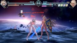 2b_(nier:automata) 2girls 3d animated breasts crossover dark-skinned_female dark_skin fighting granblue_fantasy granblue_fantasy_versus:_rising highres multiple_girls nier:automata nier_(series) nipples nude nude_filter nude_mod outdoors sound sword tagme third-party_edit video weapon white_hair zooey_(granblue_fantasy)