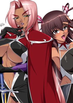 2girls breasts dark-skinned_female dark_skin ingrid_(taimanin_asagi) large_breasts mamerui mizuki_yukikaze multiple_girls taimanin_(series) taimanin_murasaki taimanin_yukikaze