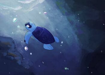 air_bubble animal_focus bubble closed_mouth commentary_request full_body gen_5_pokemon highres iyokanpopopm nintendo no_humans pokemon pokemon_(creature) pokemon_focus sea_turtle solo tirtouga turtle underwater