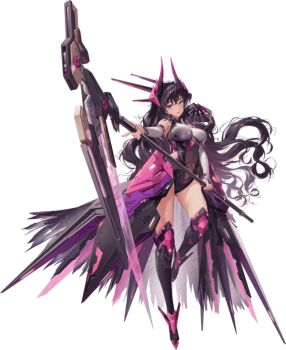 1girl armor armored_boots armored_dress bare_shoulders black_eyes black_hair black_leotard boots breasts closed_mouth covered_navel detached_sleeves dress full_body goddess_of_victory:_nikke harran_(nikke) headgear holding holding_scythe holding_weapon impossible_clothes impossible_leotard large_breasts leg_up leotard long_hair looking_at_viewer mecha_musume mole mole_under_eye official_art purple_eyes scythe see-through_clothes shiny_clothes shiny_skin skin_tight smile solo standing tachi-e thighhighs thighs third-party_source transparent_background very_long_hair weapon