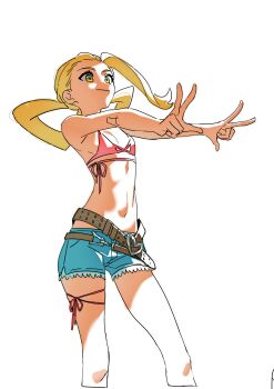 1girl belt blonde_hair highres navel original short_shorts shorts smile tagme yiguanli123