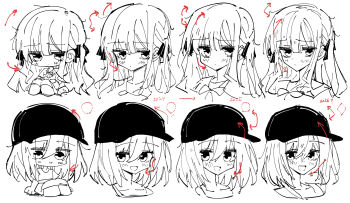 Rule 34 | 2girls, absurdres, bang dream!, bang dream! it's mygo!!!!!, baseball cap, blush, chibi, chinese commentary, closed mouth, commentary request, greyscale, hair between eyes, hair ribbon, hat, highres, long hair, medium hair, misumi uika, monochrome, multiple girls, multiple views, open mouth, pointing out the details, ribbon, sidelocks, simple background, togawa sakiko, white background, zhanzhangzlw