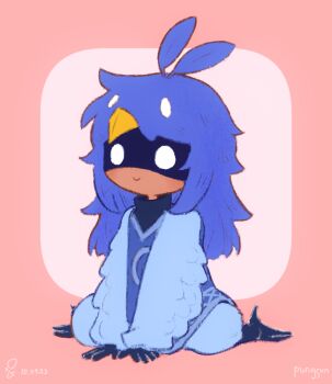 alula_(oneshot) animal_ears bird bird_ears bird_girl bird_legs blue_hair blue_tunic extra_eyes monster_girl oneshot_(game) bad_tag pungsun tunic