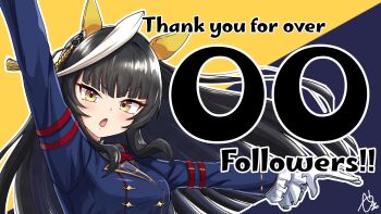 Rule 34 | 1girl, ahoge, animal ears, ascot, asymmetrical jacket, black hair, blunt bangs, breasts, calstone light o (one true path) (umamusume), calstone light o (umamusume), ear covers, ear ornament, highres, hime cut, horse ears, horse girl, long hair, looking at viewer, multicolored hair, purple shirt, red ascot, shirt, simple background, single ear cover, solo, streaked hair, striped hair, umamusume, white hair, yashimo 1875, yellow eyes