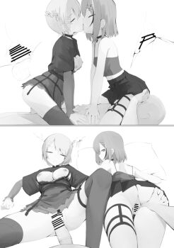 1boy 2girls ass bar_censor bisexual_female breasts censored ceres_fauna ceres_fauna_(goth) closed_eyes clothed_female_nude_male clothed_sex clothes_lift commentary cowgirl_position crossed_bangs cunnilingus dress dress_lift english_commentary erection ffm_threesome girl_on_top group_sex hair_between_eyes hair_ornament hairclip handjob hololive hololive_english kiss large_breasts lying mole mole_under_eye monochrome multicolored_hair multiple_girls nanashi_mumei nanashi_mumei_(emo) nipples nude official_alternate_costume official_alternate_hair_length official_alternate_hairstyle on_back on_bed on_stomach open_mouth oral penis pleated_skirt pussy recklessdraw reverse_spitroast sex short_hair skirt spread_pussy spreading_another&#039;s_pussy straddling streaked_hair tank_top testicles thigh_strap threesome tongue tongue_out vaginal virtual_youtuber
