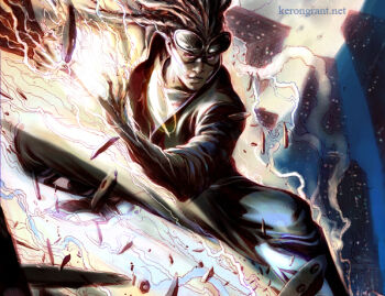 1boy bolt_(hardware) dark_skin dc_comics dreadlocks electricity goggles jacket male_focus mask static_shock virgil_ovid_hawkins