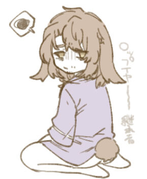 1boy absurdres alternate_costume animal_ears annoyed ass ass_peek bags_under_eyes bare_legs barefoot beard_stubble bottomless brown_fur brown_hair chibi facial_hair floppy_ears from_behind full_body furry gloom_(expression) gregor_(project_moon) hair_down hair_intakes highres japanese_clothes jitome kemonomimi_mode kimono lily26983455 limbus_company long_hair long_sleeves looking_back looking_to_the_side male_focus naked_yukata no_pants pajamas parted_bangs pout project_moon purple_pajamas purple_yukata rabbit_boy rabbit_ears rabbit_tail seiza simple_background sitting sketch sleepwear sleeve_tied_shut solo speech_bubble spoken_squiggle squiggle stubble tail turn_pale white_background wuthering_heights_(identity)_(project_moon) yellow_eyes yukata