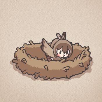 Rule 34 | 1girl, bird wings, brown coat, brown eyes, brown hair, coat, feather hair ornament, feathered wings, feathers, hair ornament, highres, hololive, hololive english, kkeulna, long hair, multicolored hair, nanashi mumei, streaked hair, virtual youtuber, wings