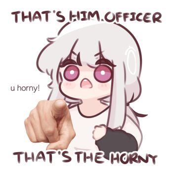 1girl artist_self-insert chonkyorca commentary cropped_torso english_text grey_hair highres long_hair long_sleeves low_twintails open_mouth orca_(chonkyorca) original photo_inset pointing pointing_at_viewer puffy_long_sleeves puffy_sleeves purple_eyes shirt simple_background sleeves_past_wrists solo symbol-only_commentary twintails upper_body v-shaped_eyebrows very_long_hair white_background white_shirt