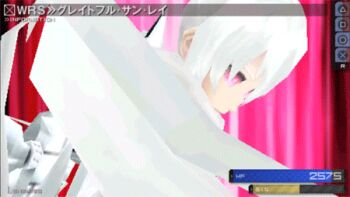 10s animated animated_gif arm_cannon ass bikini bikini_top_only black_rock_shooter black_rock_shooter_(game) boots long_hair lowres midriff navel purple_eyes shorts swimsuit weapon white_hair white_rock_shooter wings