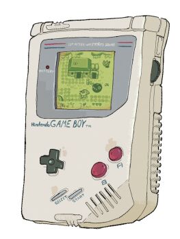 1boy animal captionpanic chain_chomp commentary english_commentary english_text fox game_boy handheld_game_console highres house in-universe_location link nintendo object_focus outdoors simple_background the_legend_of_zelda the_legend_of_zelda:_link's_awakening white_background