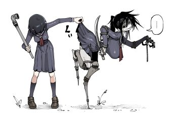 ...... 2girls absurdres ass ayakakashi black_hair breasts breasts_size clothes_lift clothes_pull female_focus height_difference highres holding holding_knife holding_weapon huge_ass huge_breasts industrial_pipe karasu_raven knife large_breasts long_skirt looking_at_another monster monster_girl multiple_girls peeking ponytail pulling pulling_up_skirt sailor_collar school_uniform shimizu_hinako short_hair silent_hill silent_hill_(series) silent_hill_f skirt skirt_hold skirt_lift skirt_pull under_skirt weapon