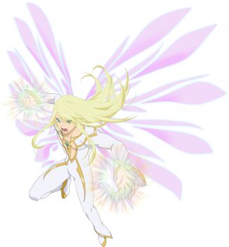 Rule 34 | 1boy, artist request, blonde hair, blue eyes, chest jewel, collarbone, empty eyes, energy wings, flying, game cg, gem, gold shoes, green gem, highres, long hair, magic, male focus, midair, mithos yggdrasill, official art, open mouth, pink wings, purple wings, shoes, solo, tales of (series), tales of asteria, tales of symphonia, third-party source, transparent background, very long hair, white shoes, wings