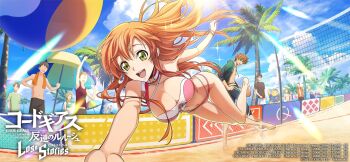 bikini breasts cleavage code_geass code_geass:_lost_stories green_eyes highres large_breasts long_hair official_art orange_hair shirley_fenette swimsuit