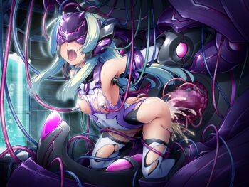 1girl amakubo_yuri anal arm_held_back ass bdsm blush bondage bound breasts brooch cable censored cum cum_in_pussy cum_overflow ejaculation exs-tia_flora game_cg head-mounted_display headgear inoino jewelry kouyoku_senki_exs-tia large_variant_set leotard long_hair machine mosaic_censoring nipple_clamps nipple_stimulation nipples no_pants non-web_source official_art open_mouth rape restrained sex sex_machine small_breasts solo stationary_restraints sweat tentacle_sex tentacles thighhighs torn_clothes torn_leotard twintails vaginal variant_set white_thighhighs