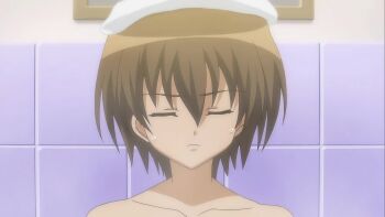 1boy 3girls amakawa_yuuto animated breasts brown_hair flat_chest green_hair highres kuzaki_rinko multiple_girls noihara_himari omamori_himari panties pink_eyes pink_panties purple_hair red_eyes shizuku_(omamori_himari) sound striped_clothes striped_panties tagme underwear video