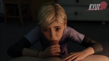 1boy 1girl 3d age_difference animated blonde_hair censored fellatio female_focus grabbing_another's_penis hetero indoors kneeling kyut loli looking_at_viewer looping_animation mosaic_censoring oral pov pov_crotch realistic room sarah_(the_last_of_us) short_hair solo_focus tagme the_last_of_us the_last_of_us_(series) video watermark