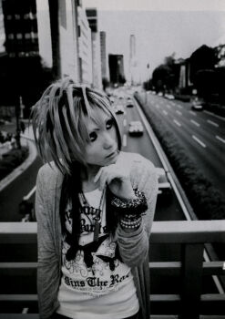 asian male_focus monochrome photo_(medium) visual_kei
