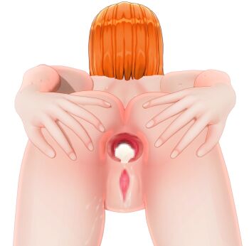 1girl 3d after_anal anus ass ass_grab censored cum cum_in_ass love_live! love_live!_sunshine!! nude spread_anus spread_ass takami_chika