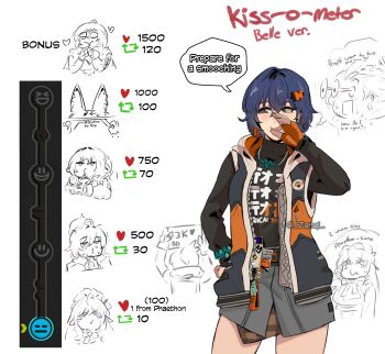 6+girls absurdres animal_ears belle_(zenless_zone_zero) blue_hair blush fox_ears hair_ornament heart highres hoshimi_miyabi jane_doe_(zenless_zone_zero) letter_hair_ornament mouse_girl multiple_girls short_hair soldier_11_(zenless_zone_zero) tongue tongue_out twitter_strip_game_parody vivian_banshee yixuan_(zenless_zone_zero) yuri zanqi zenless_zone_zero zhu_yuan
