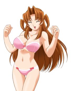 1girl bow bow_bra bow_panties bra breasts brown_hair cleavage closed_eyes game_cg gan-chan_(artist) hitozuma_sentai_aisaiger jewelry lace lace-trimmed_bra lace-trimmed_panties lace_trim large_breasts large_variant_set lingerie long_hair morisaki_miku navel non-web_source official_art open_mouth panties pink_bra pink_panties ring smile solo standing thigh_gap transparent_background two_side_up underwear underwear_only variant_set wedding_ring