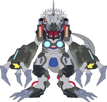 Rule 34 | armor, cyborg, digimon, digimon (creature), highres, looking at viewer, metaltyranomon, metaltyranomon x-antibody, sharp teeth, solo, teeth, transparent background, tyrannosaurus rex