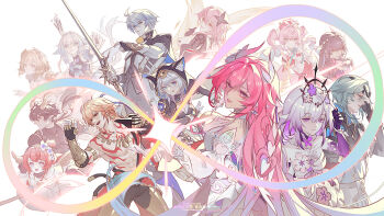 Rule 34 | 4boys, 6+girls, aglaea (honkai: star rail), ahoge, amphoreus (honkai: star rail), anaxa (honkai: star rail), animal ears, aqua hair, black coat, black hair, black leotard, black tiara, blonde hair, blue eyes, blue hair, breasts, castorice (honkai: star rail), cat ears, cat girl, cerydra (honkai: star rail), chest tattoo, chrysos heirs (honkai: star rail), cipher (honkai: star rail), coat, crown, cyrene (demiurge) (honkai: star rail), cyrene (honkai: star rail), dan heng (honkai: star rail), dan heng (permansor terrae) (honkai: star rail), diamond-shaped pupils, diamond (shape), dragon boy, dragon horns, dress, earrings, eastern dragon horns, evernight (honkai: star rail), flower, gauntlets, gold necklace, green hair, grey hair, hair flower, hair ornament, highres, holding, holding sword, holding weapon, honkai: star rail, honkai (series), horns, hyacine (honkai: star rail), hysilens (honkai: star rail), jewelry, large breasts, laurel crown, leotard, licking lips, long hair, march 7th (honkai: star rail), mobius strip, multicolored hair, multiple boys, multiple girls, mydei (honkai: star rail), necklace, phainon (honkai: star rail), pink hair, pointy ears, purple eyes, purple hair, red hair, red tattoo, short hair, sword, symbol-shaped pupils, tattoo, tiara, toned, toned male, tongue, tongue out, topless male, tribbie (honkai: star rail), twintails, two-tone hair, very long hair, weapon, white dress, white hair, zxllor