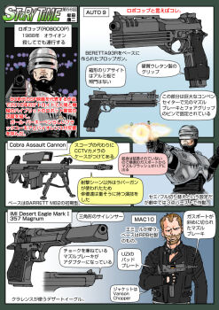 Rule 34 | 2boys, 9x19mm parabellum, ammunition, anti-materiel rifle, auto-9, barrett firearms manufacturing, barrett m82, beretta, beretta 93r, bullet, shell casing, burst fire gun, burst fire pistol, cannon, cobra assault cannon, cyborg, desert eagle, ear piercing, emil antonowsky, english text, gun, handgun, handgun cartridge, ingram mac-10/11, israel military industries, israel weapon industries, jacket, japanese text, leather, leather jacket, looking at viewer, mac-10/11, machine pistol, magnum research, military armament corporation, multiple boys, muta koji, piercing, pistol, pistol cartridge, police, rifle, robocop, robocop (character), sniper rifle, story time (muta koji), submachine gun, suppressor, suppressor focus, suppressor profile, translation request, weapon, weapon focus, weapon name, weapon profile