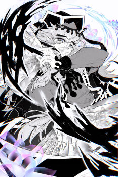 Rule 34 | 1boy, 5tanfusiji, blonde hair, commentary request, douma (kimetsu no yaiba), hair between eyes, highres, kimetsu no yaiba, long hair, looking at viewer, male focus, patterned hair, red shirt, shirt, smile, solo, tight clothes, tight shirt