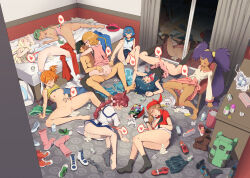 1boy 6+girls after_vaginal aftersex armpits ash_ketchum bandana black_hair black_thighhighs blonde_hair blue_hair bottomless braid breasts brown_hair censored chloe_(pokemon) clothed_female_nude_male commentary cum cum_in_pussy cum_pool cumdrip dawn_(pokemon) fucked_silly green_hair harem heart impregnation iris_(pokemon) kodomo_doushi lana_(pokemon) lillie_(pokemon) loli long_hair lying mallow_(pokemon) may_(pokemon) messy_room misty_(pokemon) mosaic_censoring multiple_girls nintendo nude on_back on_bed on_floor on_side on_stomach orange_hair panties pants pectorals penis pokemon pokemon_(anime) pokemon_(classic_anime) pokemon_bw_(anime) pokemon_dppt_(anime) pokemon_journeys pokemon_rse_(anime) pokemon_sm_(anime) pokemon_xy_(anime) purple_hair pussy red_hair serena_(pokemon) sex shoes short_hair shota side_ponytail single_braid small_breasts socks spoken_heart straddling thighhighs toiro_gawon twintails underwear unworn_clothes unworn_panties unworn_pants unworn_shoes upright_straddle vaginal